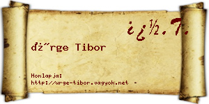 Ürge Tibor névjegykártya