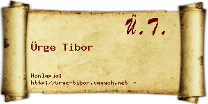 Ürge Tibor névjegykártya